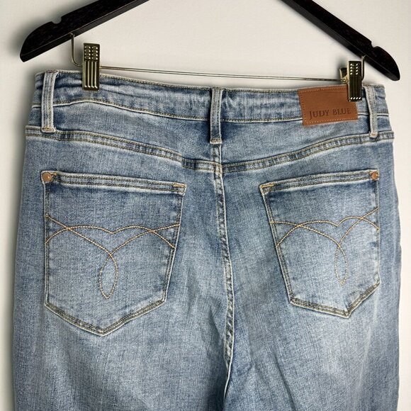 Judy Blue Jeans Distressed Boyfriend Medium Blue Size 15/32 - Picture 6 of 9